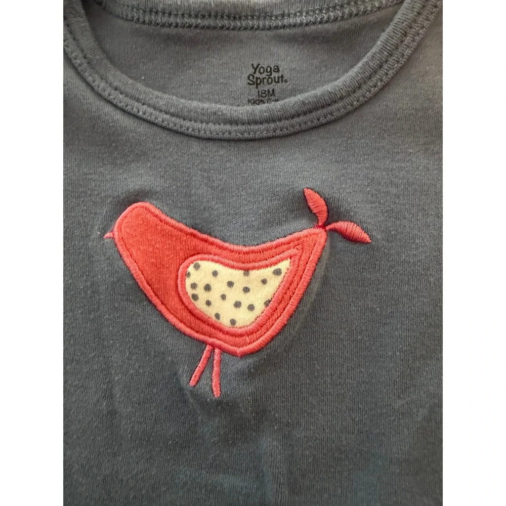 Yoga Sprout Blue Bird Applique Cotton Short Sleeve Bodysuit 18M